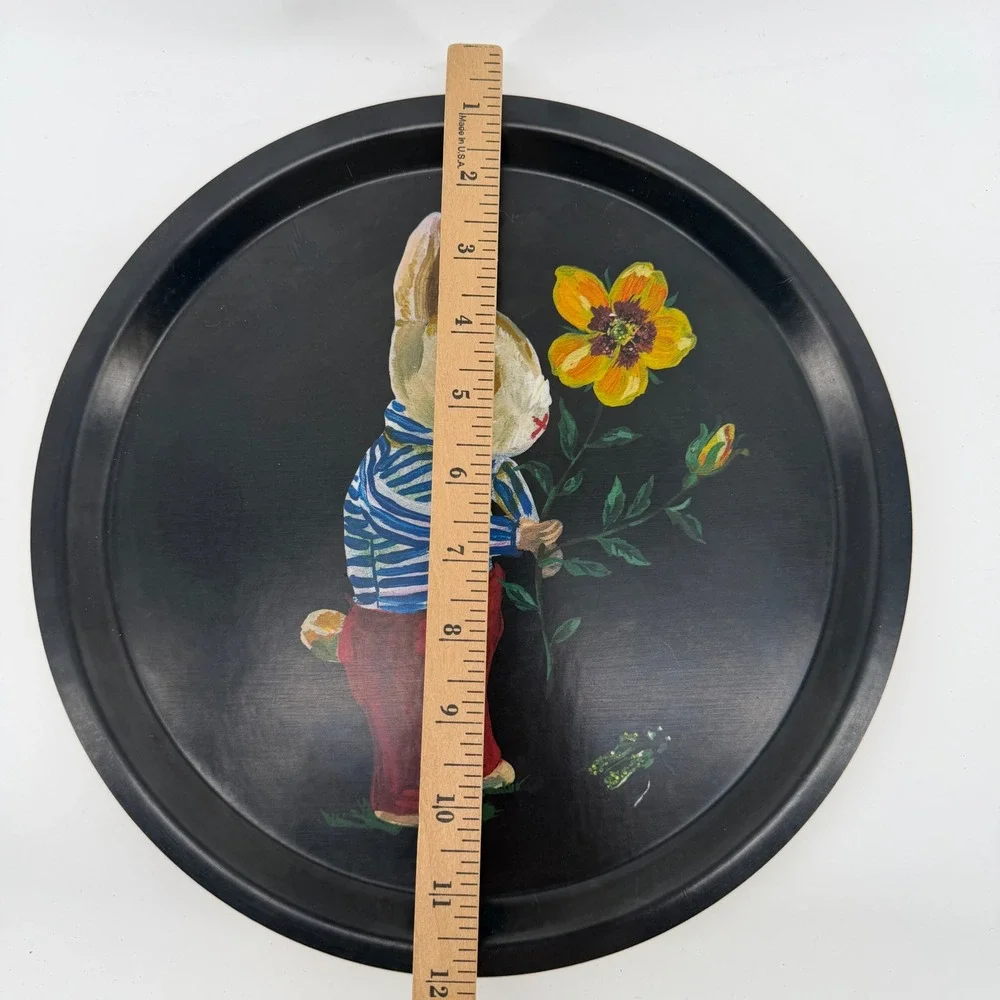 Avenida Home Nathalie Lete Rabbit Birch Wood Round Serving Tray Sweden 11.5
